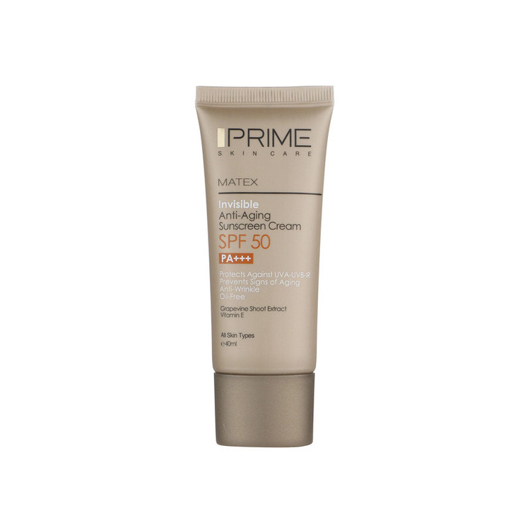 کرم ضد آفتاب و ضد چروک بی رنگ پرایم مدل Matex Colorless SPF50 مناسب انواع پوست حجم 40 میلی لیتر