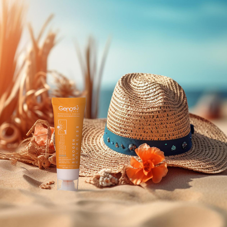 کرم ضدآفتاب بیرنگ ژنوبایوتیک SPF50 مدل 01، مناسب پوستهای مختلط و چرب، حجم 50 میلیلیتر