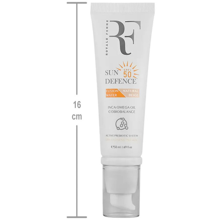 کرم ضد آفتاب رنگی آر.اف رویال فم SPF50 مدل Fusion Water مناسب برای پوست خشک و حساس حجم 50 میلی لیتر
