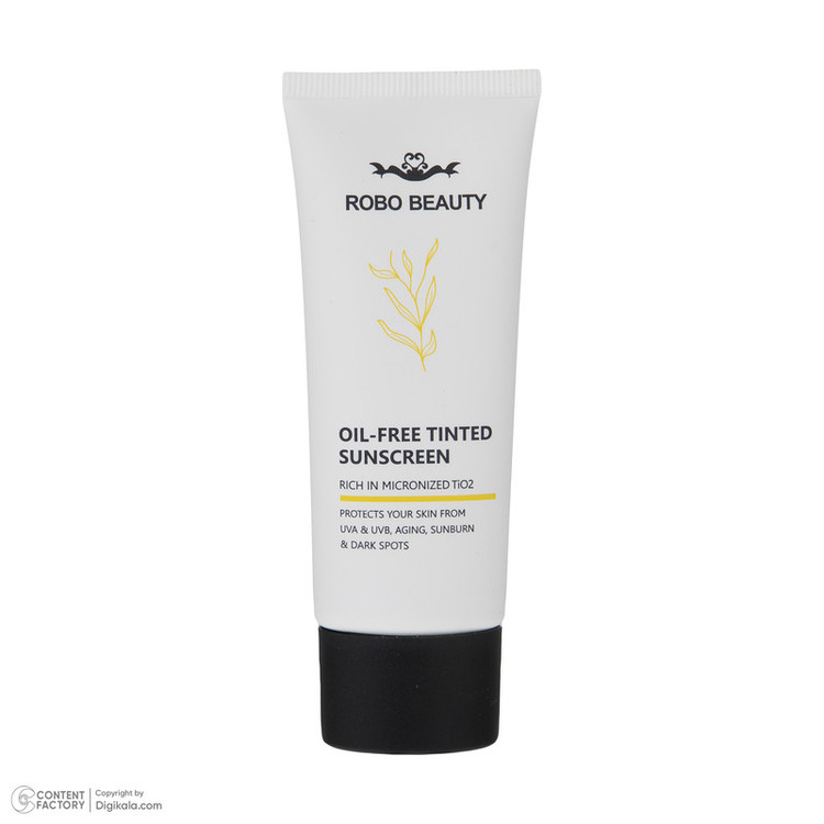کرم ضدآفتاب رنگی SPF50 روبو بیوتی مدل Oil Free مناسب پوستهای چرب، حجم 40 میلیلیتر