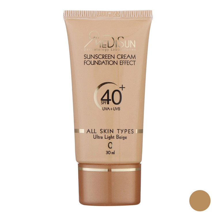 کرم ضدآفتاب رنگی مدیسان با پوشش کرم پودری حاوی spf 40 ، حجم 30 میلیلیتر