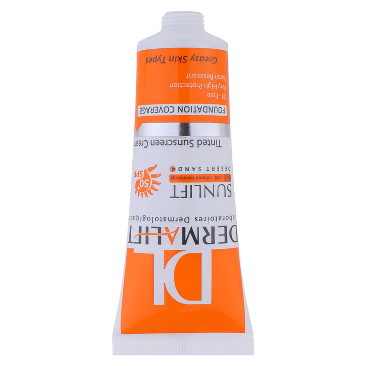 کرم ضد آفتاب رنگی درمالیفت مدل سانلیفت SPF 50 حاوی محافظ UVA و UVBمناسب پوستهای چرب حجم 40 میلیلیتر