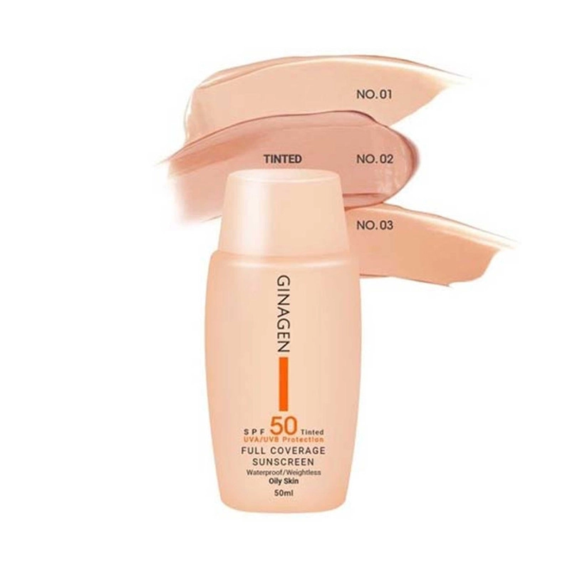 کرم ضد آفتاب رنگی ژیناژن SPF 50 مدل 03 مناسب پوستهای چرب حجم 50 میلیلیتر