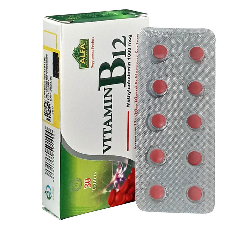 قرص ویتامین B12 آلفا ویتامینز - 1000 میکروگرم بسته 30 عددی
