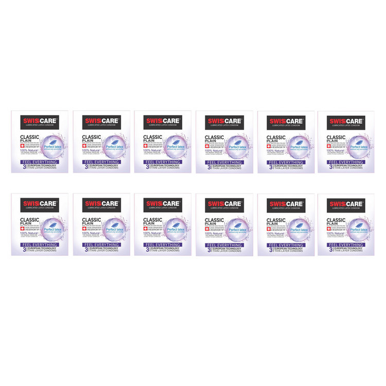کاندوم سوئیس کر مدل Classic Plain مجموعه 12 عددی