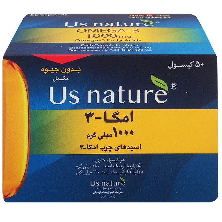 کپسول امگا 3 یو اس نیچر - 100 میلی گرم بسته 50 عددی