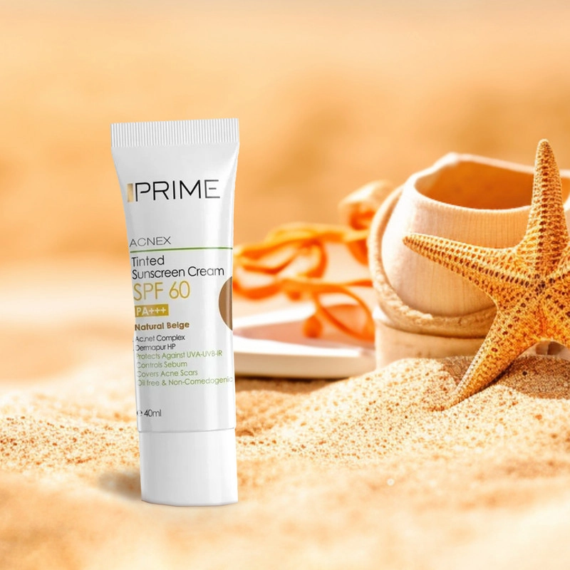 کرم ضدآفتاب رنگی پرایم، 60 SPF، مدل 02، مناسب پوست چرب و مختلط تنالیته رنگ متوسط و حجم 40 میلی‌لیتر، محافظت کننده در برابر اشعه UVA،IRو UVB، کنترل کننده ترشح سبوم، فاقد چربی و غیر کومدون‌زا، +++PA، پوشش دهنده جای جوش، با ماندگاری 3 ساعته