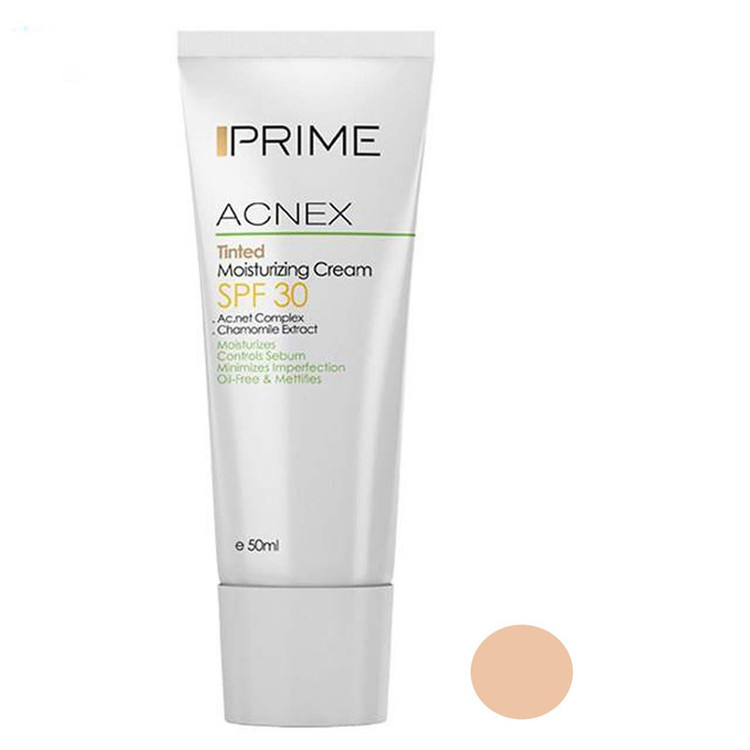کرم مرطوبکننده رنگی پرایم مدل Acnex Tinted SPF 30 حجم 50 میلیلیتر