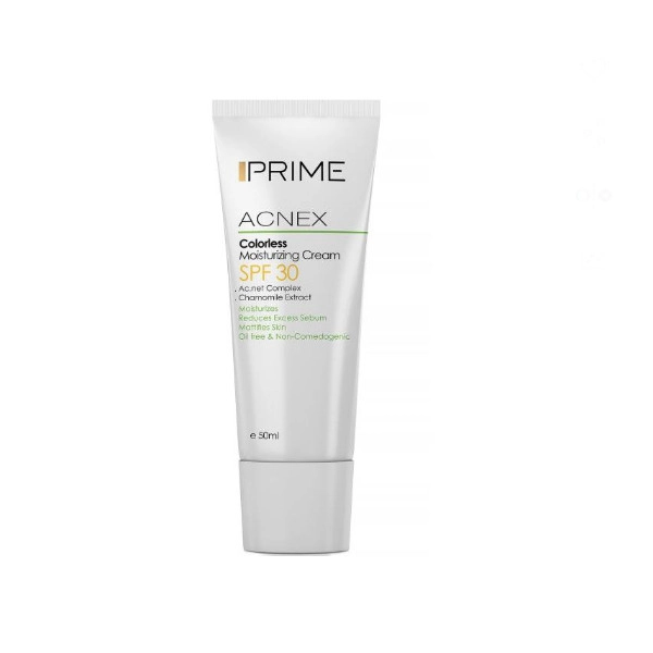 کرم مرطوب کننده بدون رنگ پرایم مدل Acnex SPF 30 حجم 50 میلی لیتر
