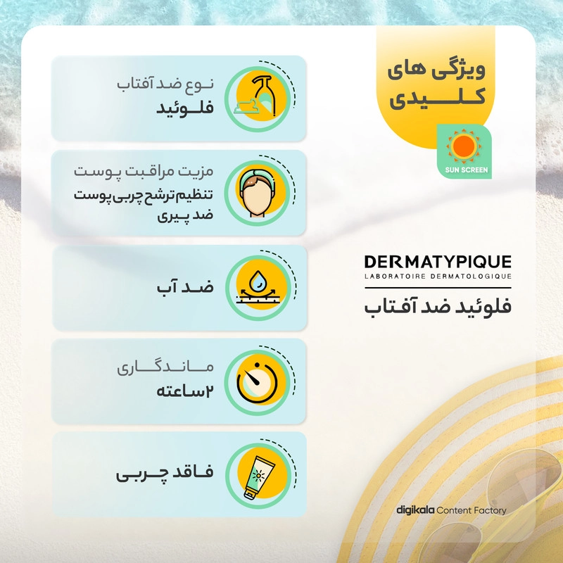 فلوئید ضدآفتاب درماتیپیک مدل 001، حجم 50 میلی‌لیتر