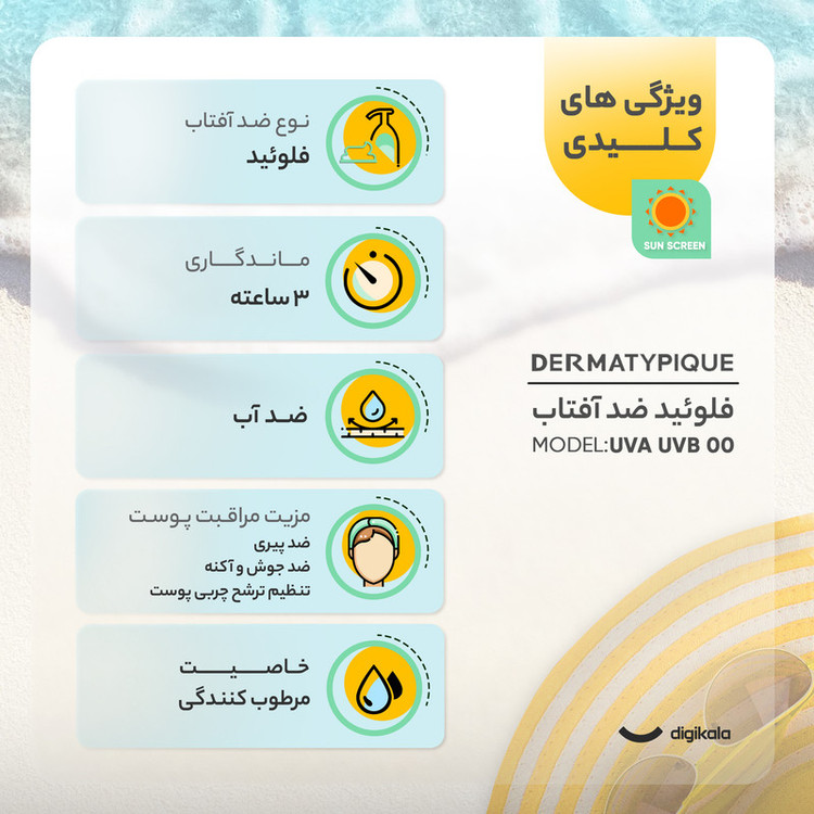 فلوئید ضدآفتاب رنگی درماتیپیک مناسب پوست مختلط تا چرب رز بژ 50 میلیلیتر