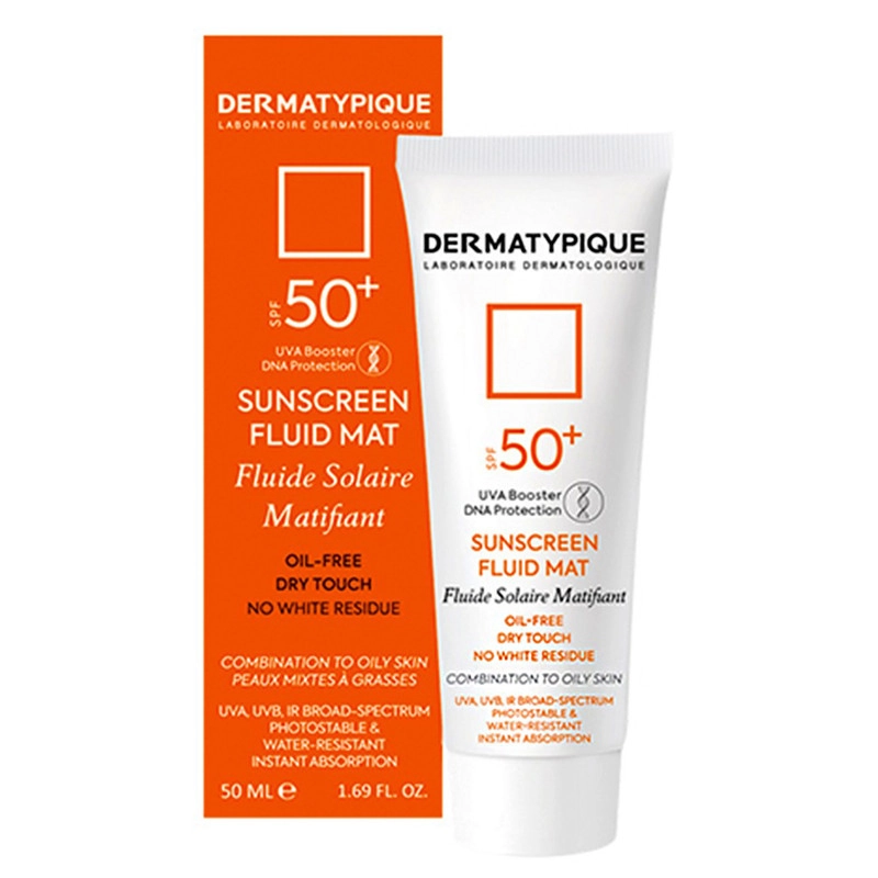 فلوئید ضدآفتاب بیرنگ درماتیپیک +SPF50 ، مناسب پوستهای چرب، حجم 50 میلیلیتر