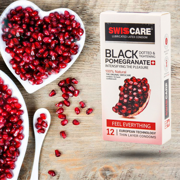 کاندوم سوئیسکر مدل Black Pomegranate بسته 12 عددی
