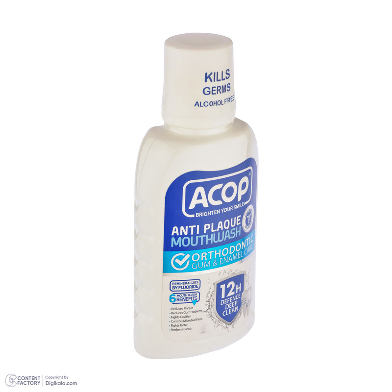 دهان شویه آکوپ مدل ارتودنسی Anti Plaque حجم 300 میلی لیتر