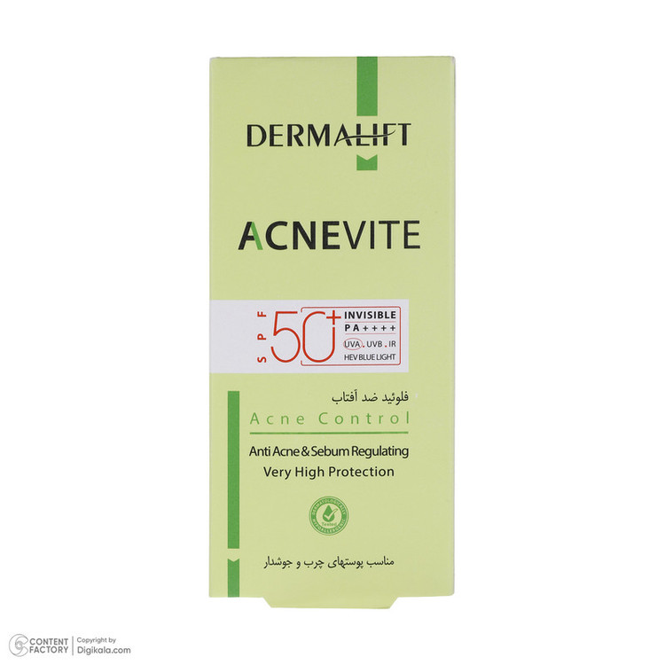فلوئید ضد آفتاب درمالیفت مدل ACNEVIT پوست چرب و جوشدار حجم 40 میلی لیتر