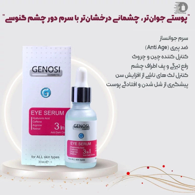 سرم دور چشم گنوسی (مناسب برای تیرگی ،پف و چروک) سه در یک 30میل