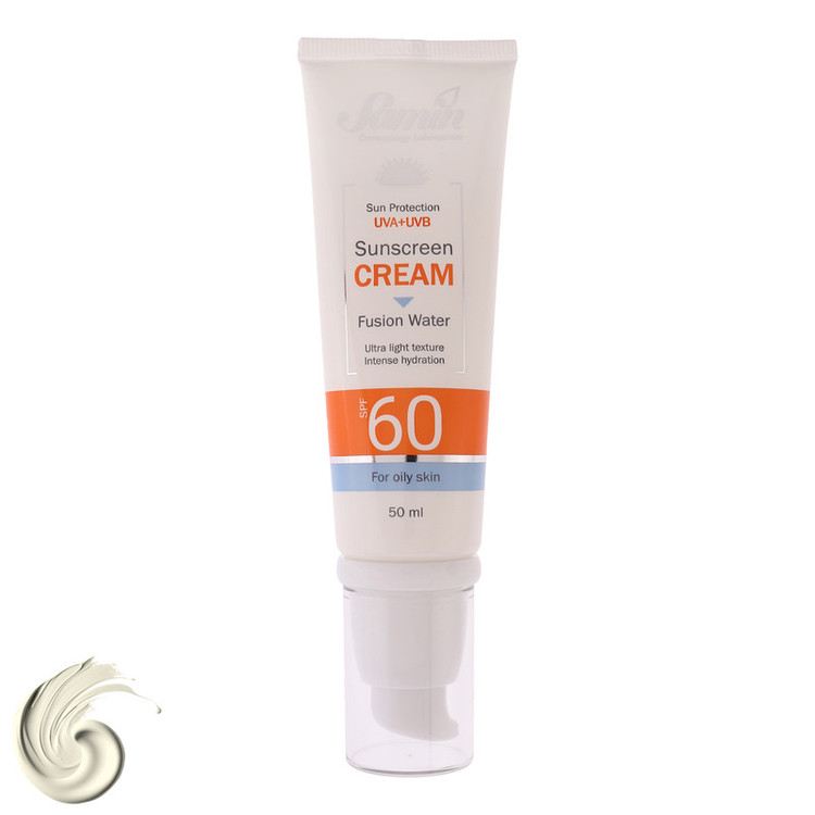 کرم ضد آفتاب بیرنگ صورت ثمین SPF 60 مدل Fusion Water مناسب برای پوست چرب حجم 50 میلی لیتر