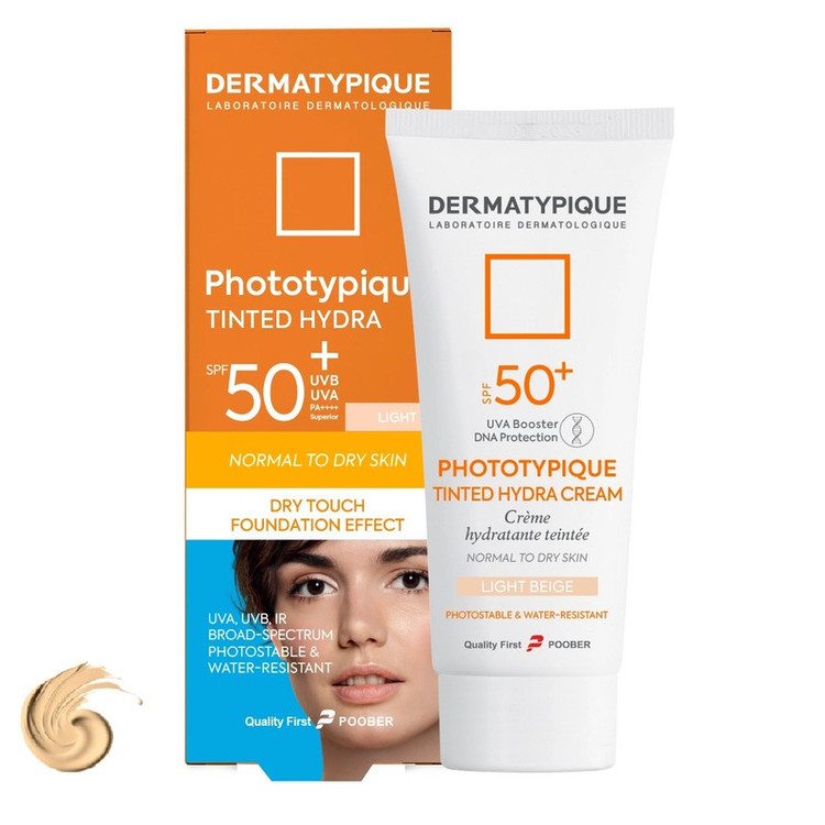 کرم ضد آفتاب رنگی درماتیپیک SPF 50 مناسب برای پوست خشک و معمولی بژ روشن حجم 50 میلیلیتر